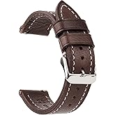 Berfine Soft Vegetable Tanned Leather Watch Bands, Quick Release Watch Strap Replacement,Choice of Width-18mm 20mm 22mm or 24mm