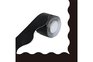 60 Feet Bulletin Board Borders, Pure Black Scalloped Rolled Border Trim Board Border with Wavy Line Design Decoration for Sch