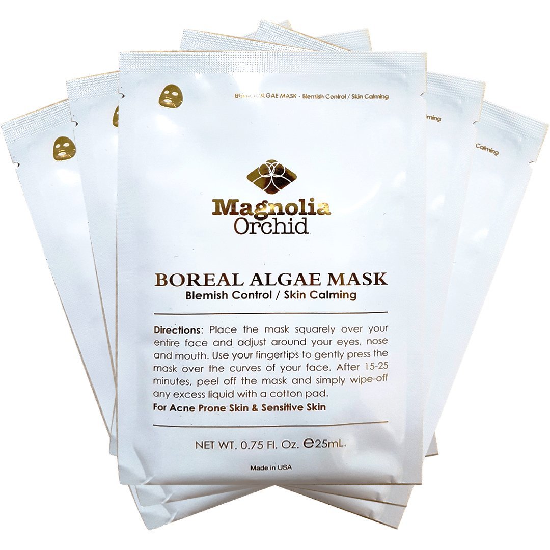 Magnolia Orchid Algae Calming Repair Mask for All Skin Types, Set of 5 Packages, 0.75 Fl Oz/25 ml per Package