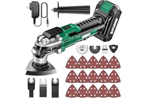 K I M O. KIMO 20V Cordless Oscillating Tool Kit with 26-Pcs Accessories, Max 21000 OPM, 6 Variable Speed & 3° Oscillating Angle, Battery Powered Oscillating Multi-Tool for Cutting Wood/Nailing/Scraping/Sanding