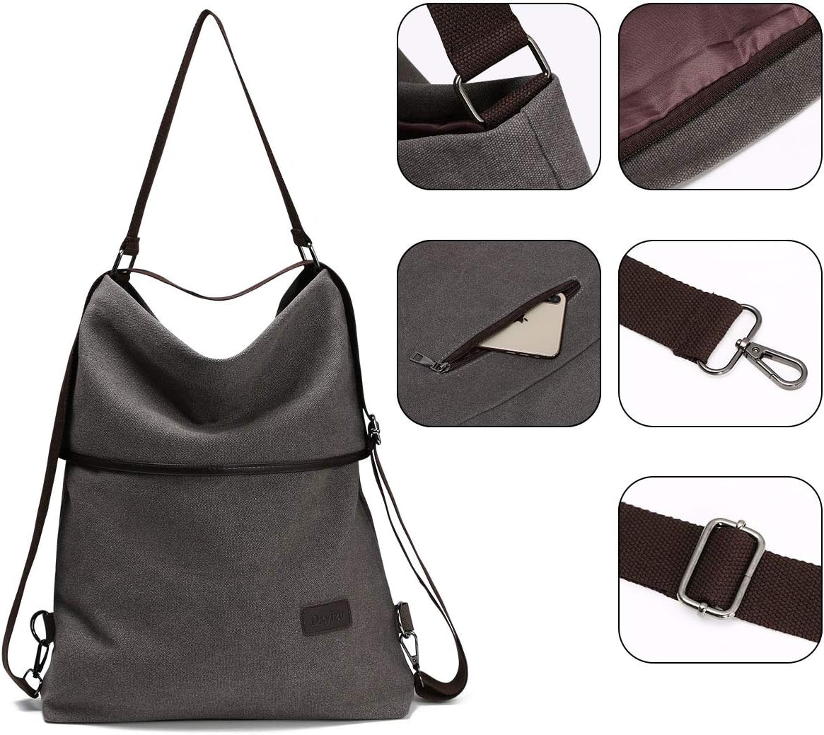 URAQT Canvas Shoulder Bag, 2021 New Backpack for Women 3 in 1 Multifunctional Backpack Handbag Shoulder Bag - Image 5