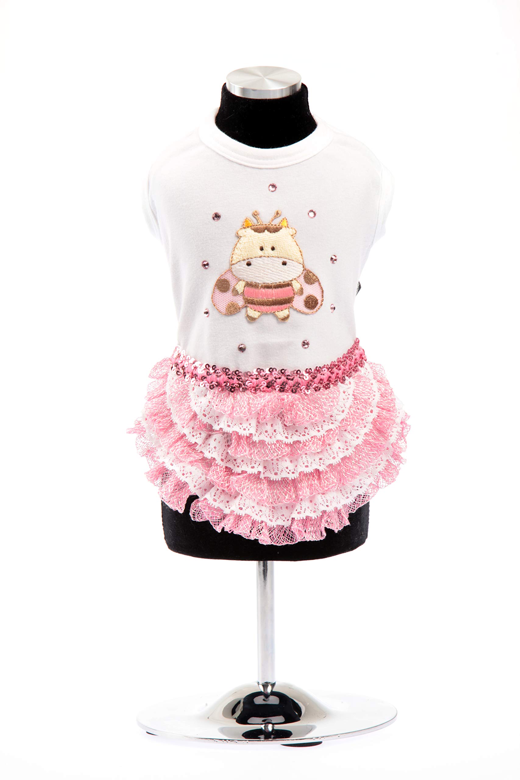 Trilly Tutti Brilli Jersey Dress with Ruches with Thermal Application and Swarovski Stones, Pink - 1 Product
