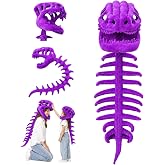 Sachie Dinosaur Skeleton Costume for Kids, Dinosaur Toys for Kids 5-7 3-5 | 3D Dino Realistic Spinosaurus Cozy Plush with Skull & Spine,Themed Cosplay Props for Halloween & Parties （Black）