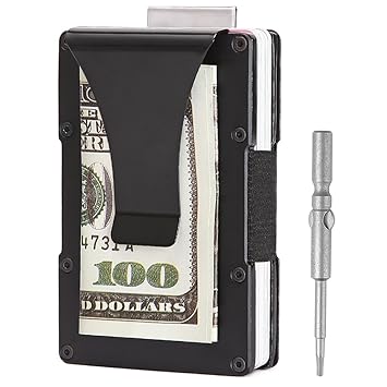Mens Wallet Aluminium Slim Wallet Rfid Blocking Front Pocket Compact Rfid Wallet Card Holder Travel Wallet Money Clip For Men Card Wallet Pull Tab - 