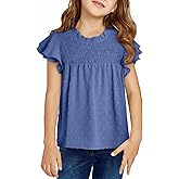 DOKOTOO KIDS Girls Tops Tween Short Sleeve Shirts Teen Summer Ruffle Cute Swiss Polka Dot Blouse Size 6-15 Years