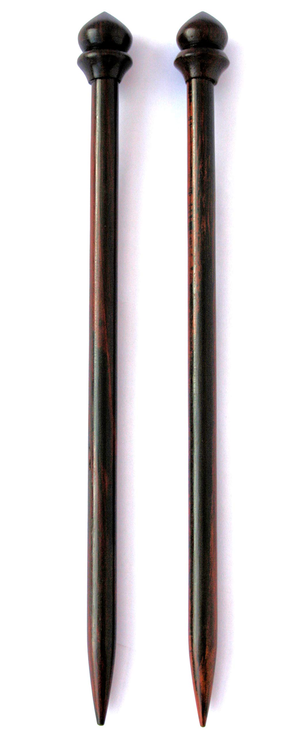 Artisans World Knitting Needles | Set of 2 (10.0 mm - UK Size-000 - USA Size-15) - Straight, Brown, Rosewood & Polyurethane