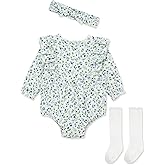 Little Me Clothes for Baby Girls' Woven Bubble Romper, Matching Headband, and Socks Set, 3 Months to 12 Months