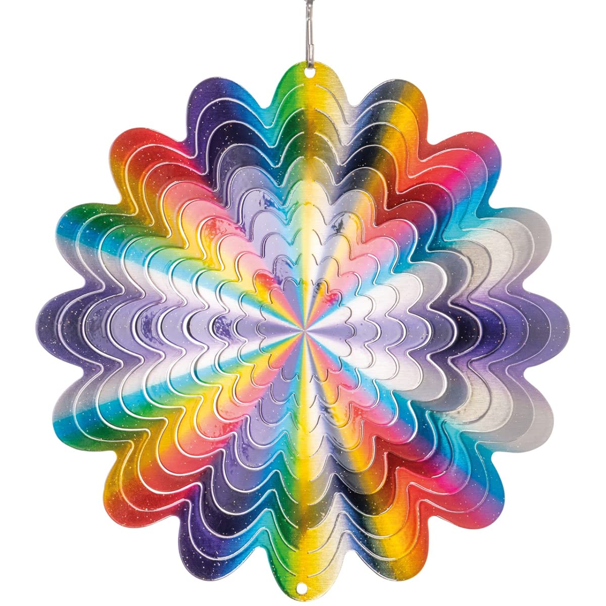 CIM Metal Wind spinner - Rainbow Circle - 150mm - easily spinning wind mobile with brilliant colours - including suspension - attractive room, window and garden decoration