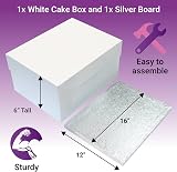 Culpitt 16x12 Cake Board & Box Combo, Silver Fern Cake Drum, 0.5" Thick view 3