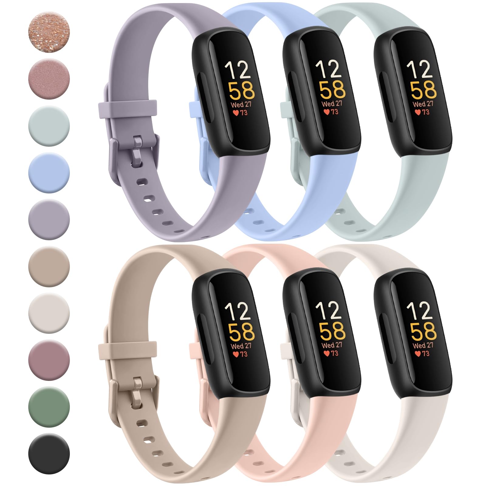 Meliya 6Pack Straps Compatible with Fitbit Inspire 3 for Women Girl Kids, Adjustable Soft Silicone Sport Replacement Wristband for Fitbit Inspire 3 Tracker Straps