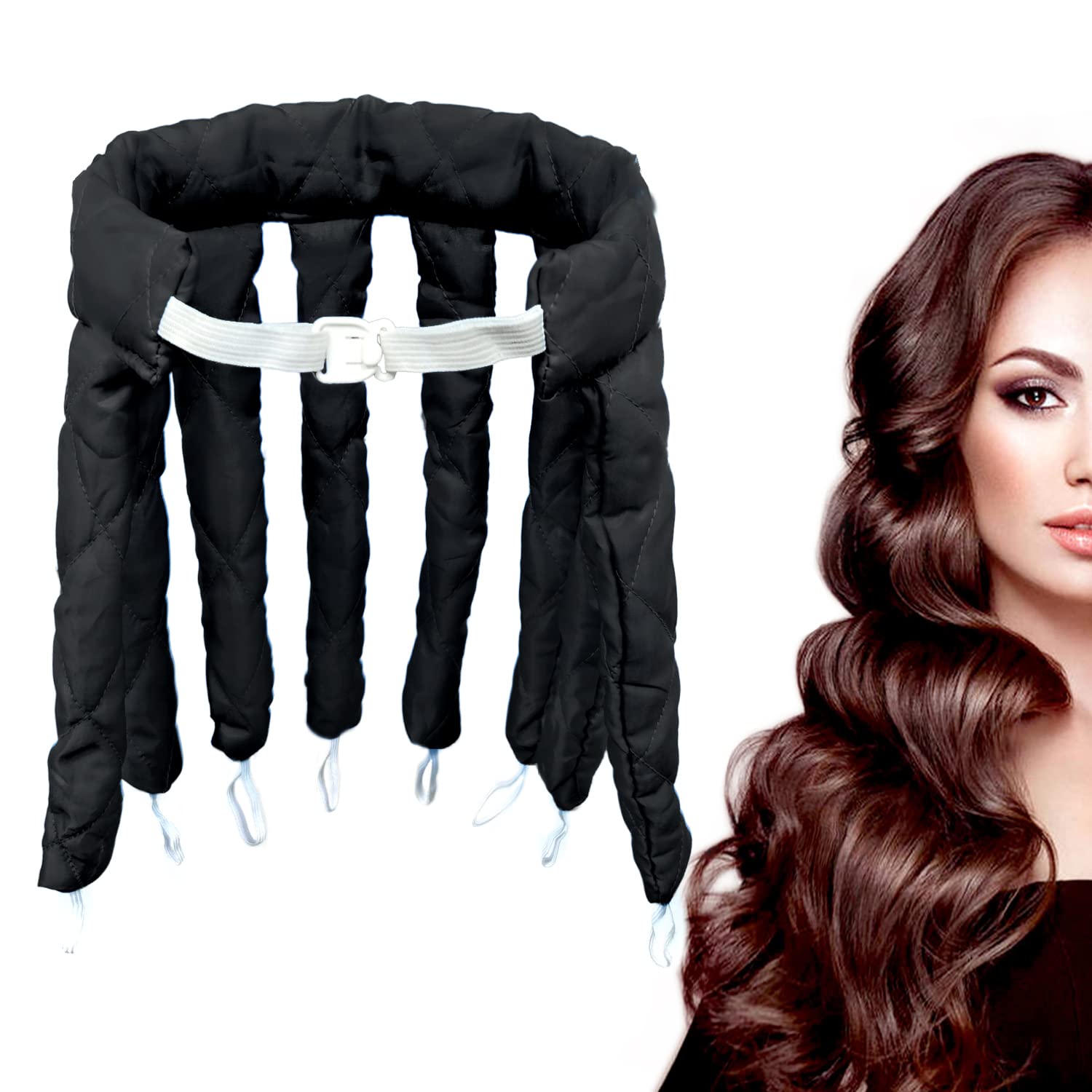 WUBAYI Soft No Heat Hair Curlers for Overnight - Hair rollers with satin bag(black）