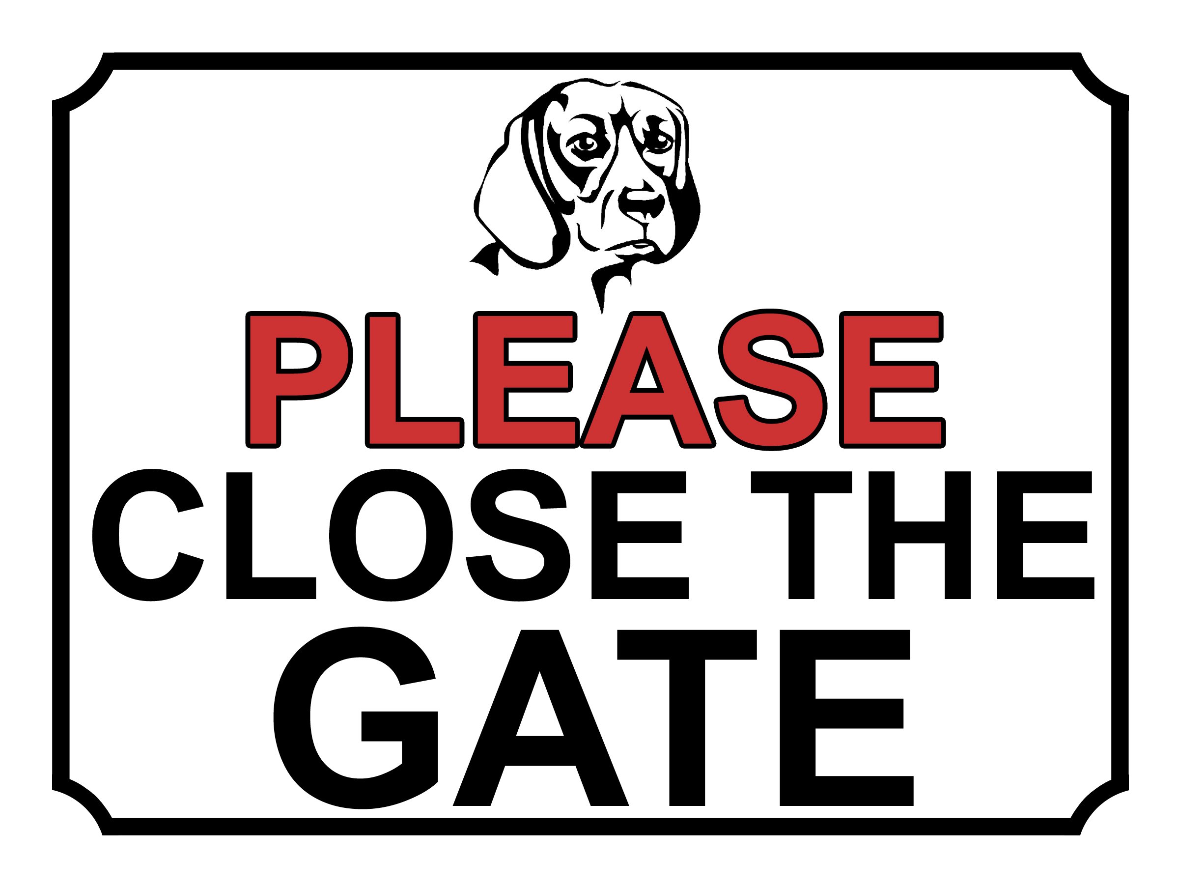 SHAWPRINT PLEASE CLOSE THE GATE DOG THEME METAL SIGN 200MM X 150MM (485H1)