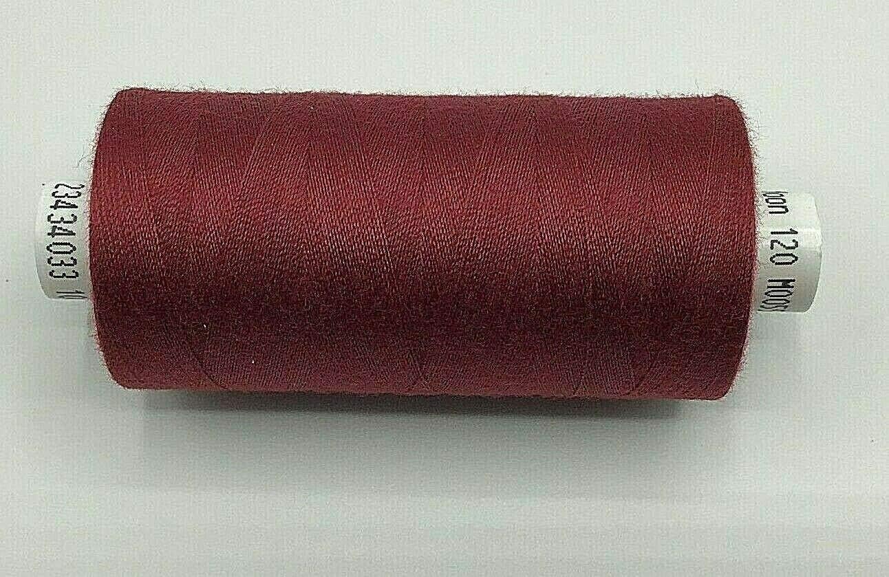Coats Moon 120s Sewing Machine Polyester Thread Cotton 1000yds - Free Carriage - Wine M055