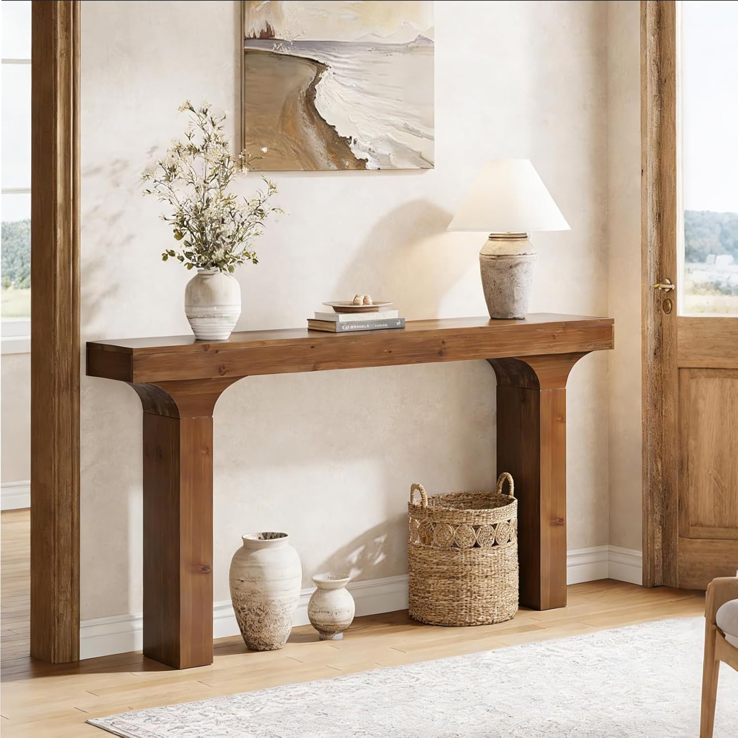 Photo 1 of ***FINAL SALE/NO RETURN, VIEW NOTES*** LITTLE TREE Solid Wood Console Table, Sofa Table, 59 Inch Farmhouse Narrow Entryway Table for Hallway, Behind The Couch, Entrance, Living Room, Foyer, Rustic Brown