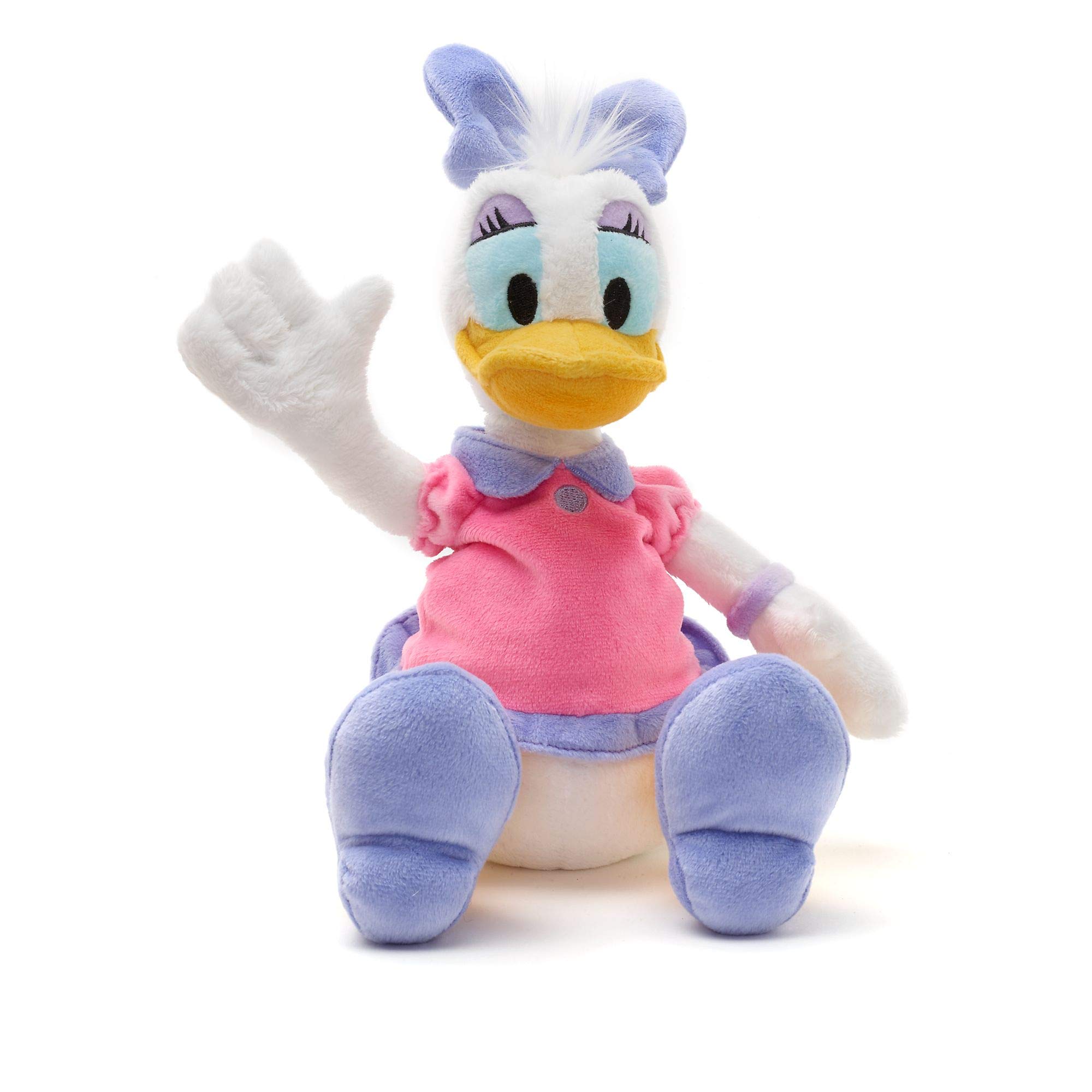 Disney Store Official Daisy Duck Small Soft Plush Toy, 35cm/13”, Iconic Cuddly Toy Character in Pink and Purple Dress with Embroidered Eyes, Suitable for All Ages
