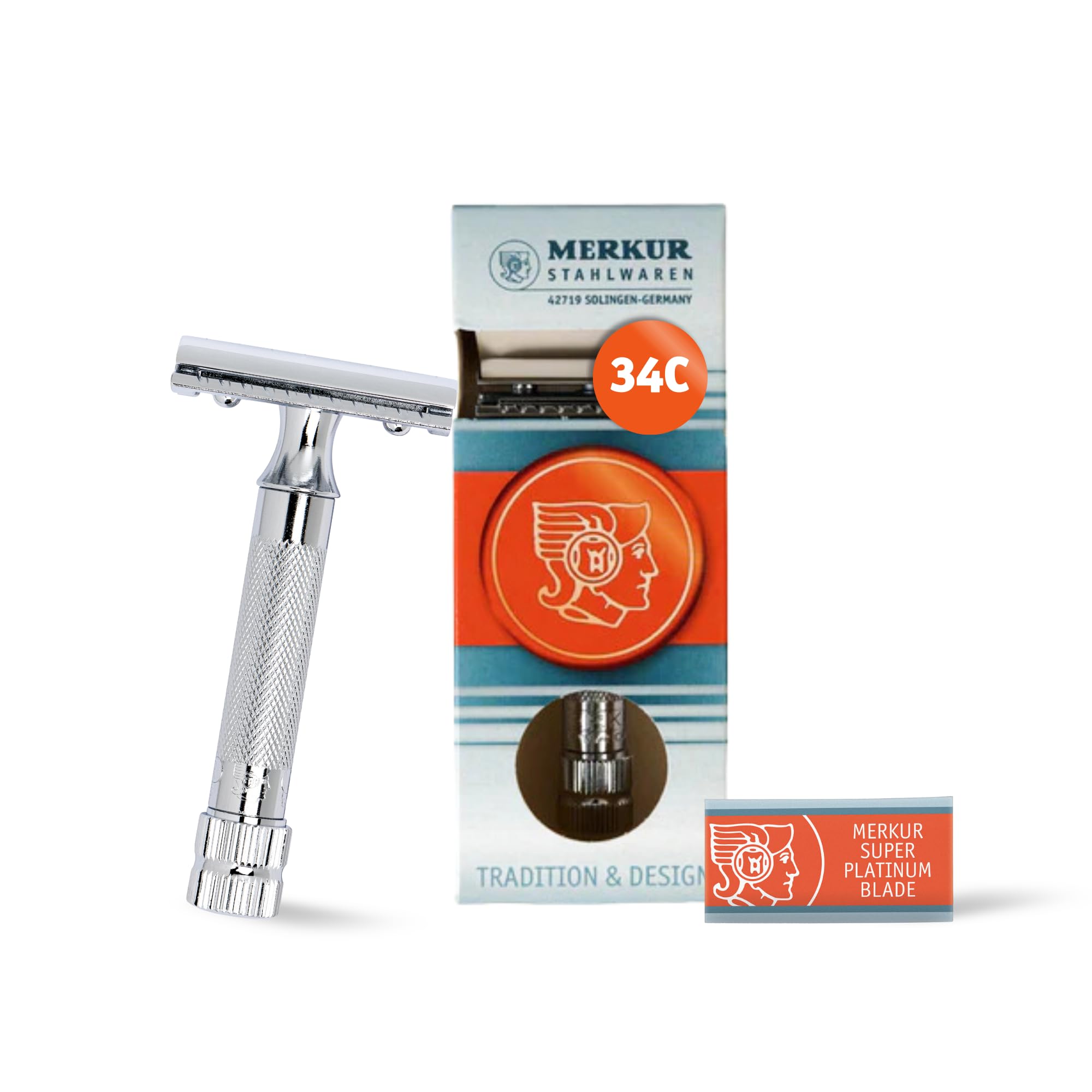 Photo 1 of Merkur Mk34c Double Edge Razor with Heavy Duty Short Handle