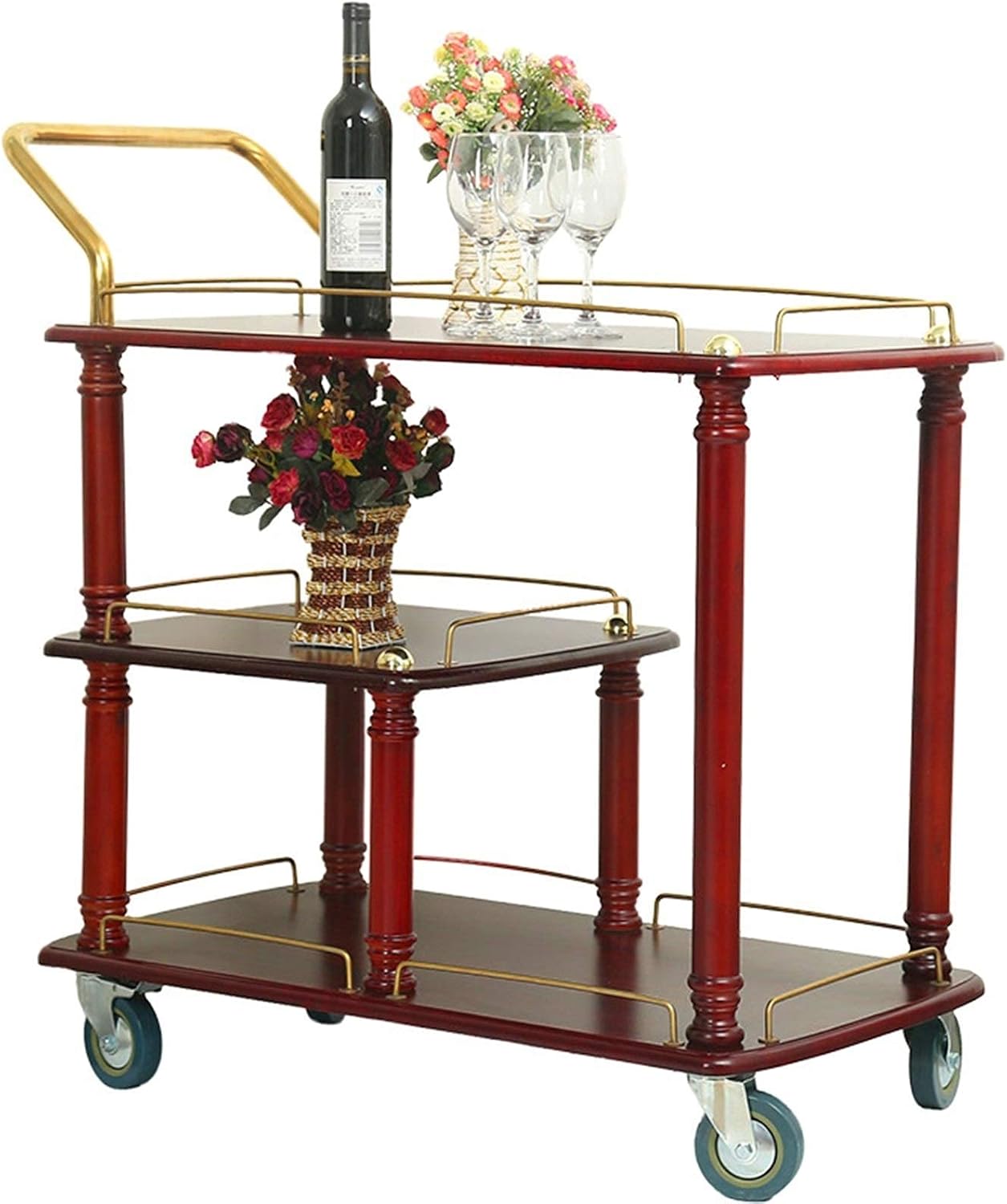 Kitchen Wine Storage Cart Rolling Kitchen Serving Cart Bar Buffet Cart
