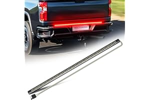 MICTUNING Truck Tailgate Light Strip 48 Inch Triple Row 360 LED IP67 Waterproof with Red Running Brake Sequential Turn Signal
