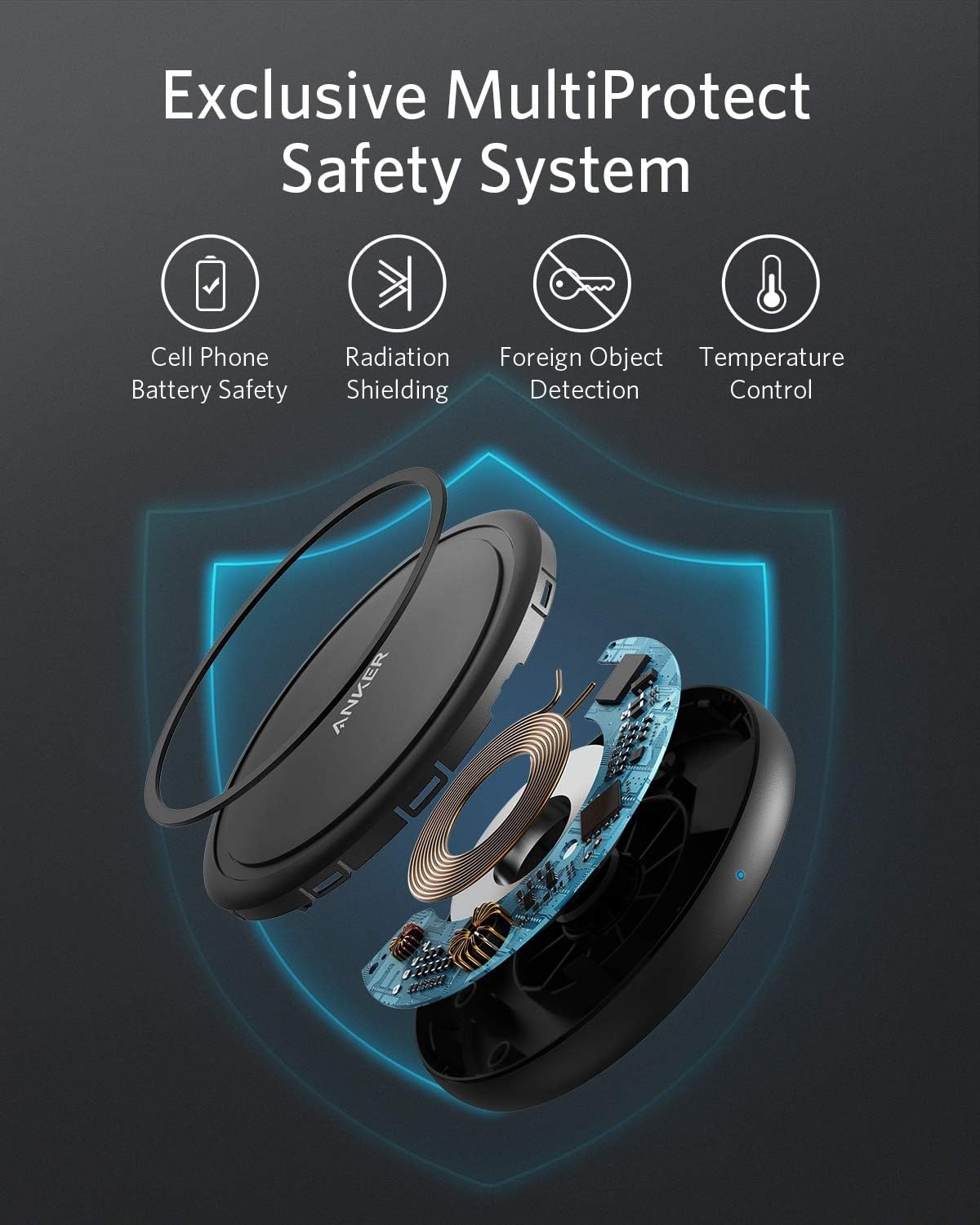 Anker Wireless Charger with Power Adapter, PowerWave II Pad, Qi-Certified 15W Max Fast Wireless Charging Pad for iPhone 11, 11 Pro, Xs, Xs Max, XR, X, 8, Galaxy S10 S9 S8, Note 10 Note 9 Note 8 & More
