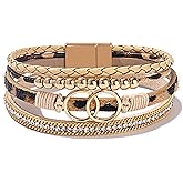 FANCY SHINY Boho Leather Wrap Bracelet Stackable Infinity Chunky Cuff Bracelets Western Hippie Outfits Jewelry Valentine Gifts for Women