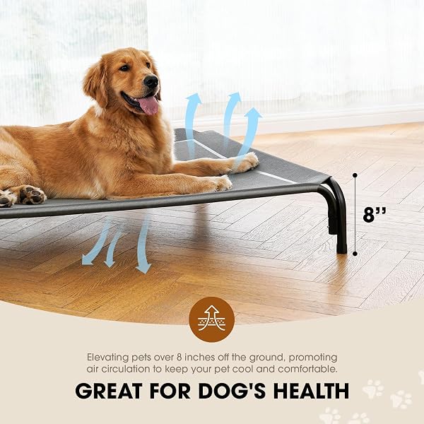 CZPALO ELEVATED DOG BED, RAISED OUTDOOR DOG BED FOR LARGE SIZED DOG, PORTABLE COOLING PET COT WITH BREATHABLE & WASHABLE MESH, INDOOR & OUTDOOR PET HAMMOCK WITH SKID-RESISTANT FEET.
