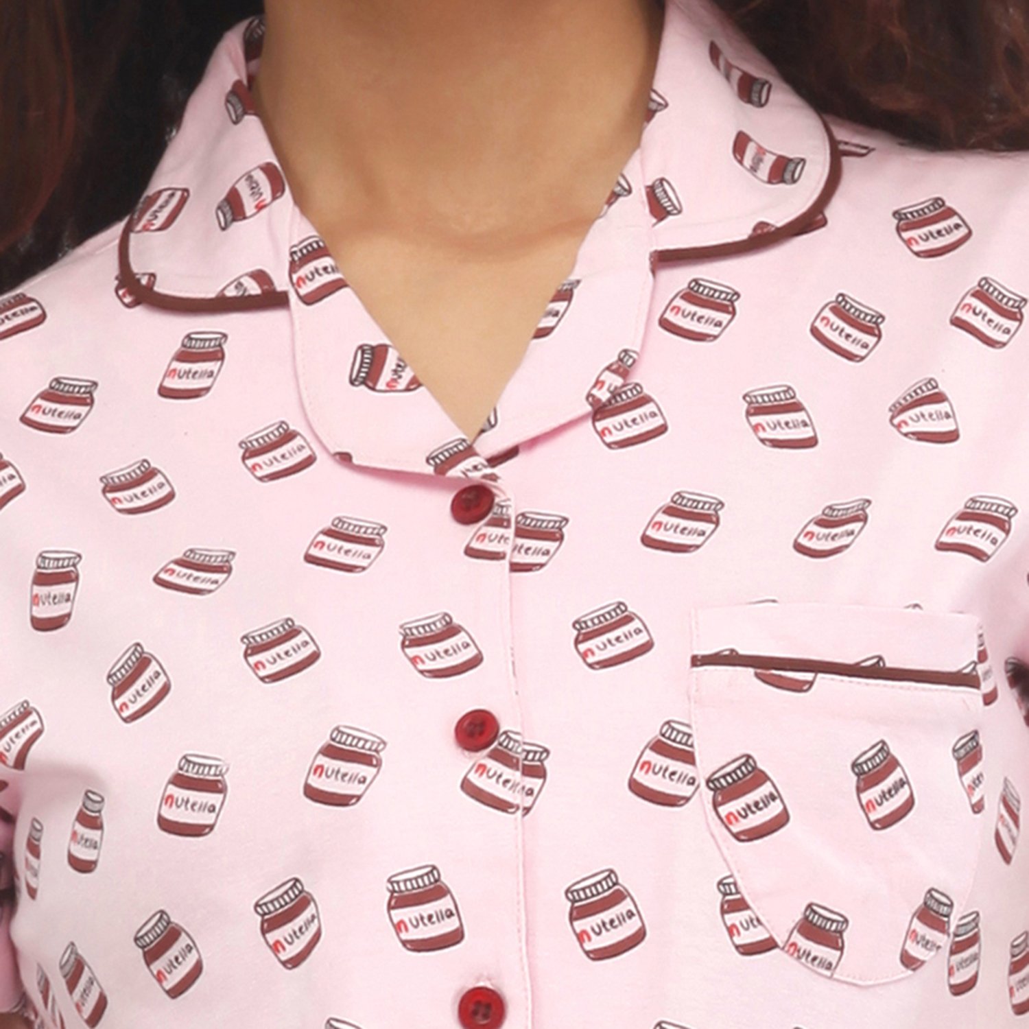 nite flite nutella all over pink cotton pajama set