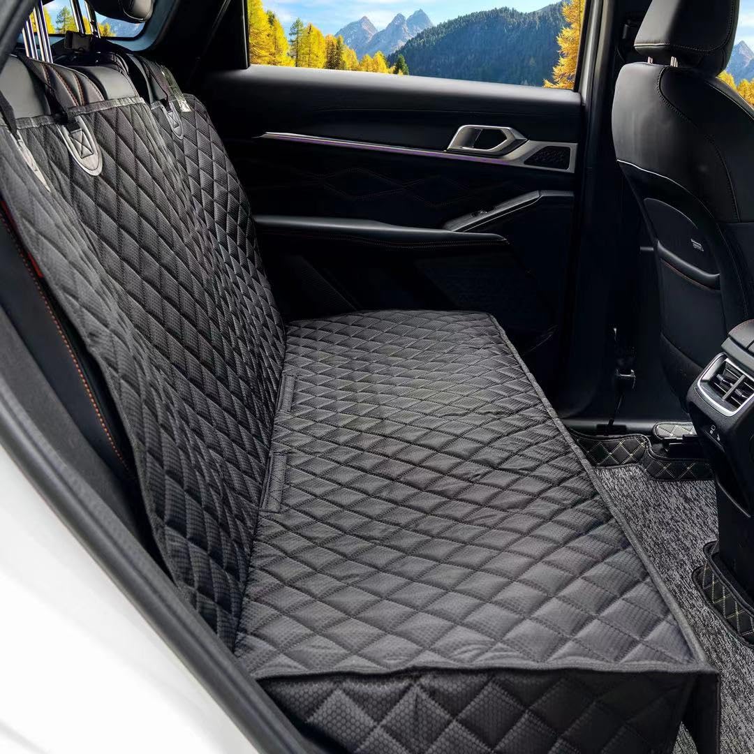 Photo 1 of NYLSYT Dog Car Seat Cover for Back Seat, Dog Seat Covers Pet Rear Seat Cover, Waterproof Car Bench Seat Protector, Interior Backseat Covers Mat for Cars, SUVs and Vans (Black, 52"x48")