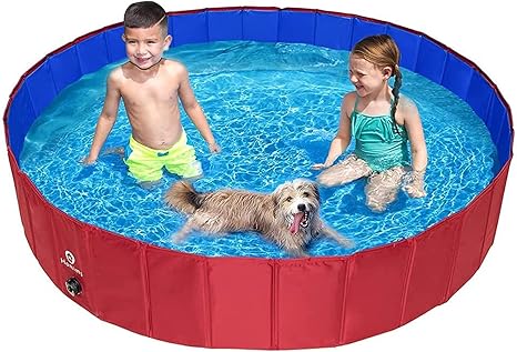 Amazon Co Jp 折りたたみ式犬用プール バスタブ 子供用プール ポータブル ペット パドリング プール 大型犬 子供用 耐久性のある Pvc ペット用バスタブ 31 5 7 9in ペット用品