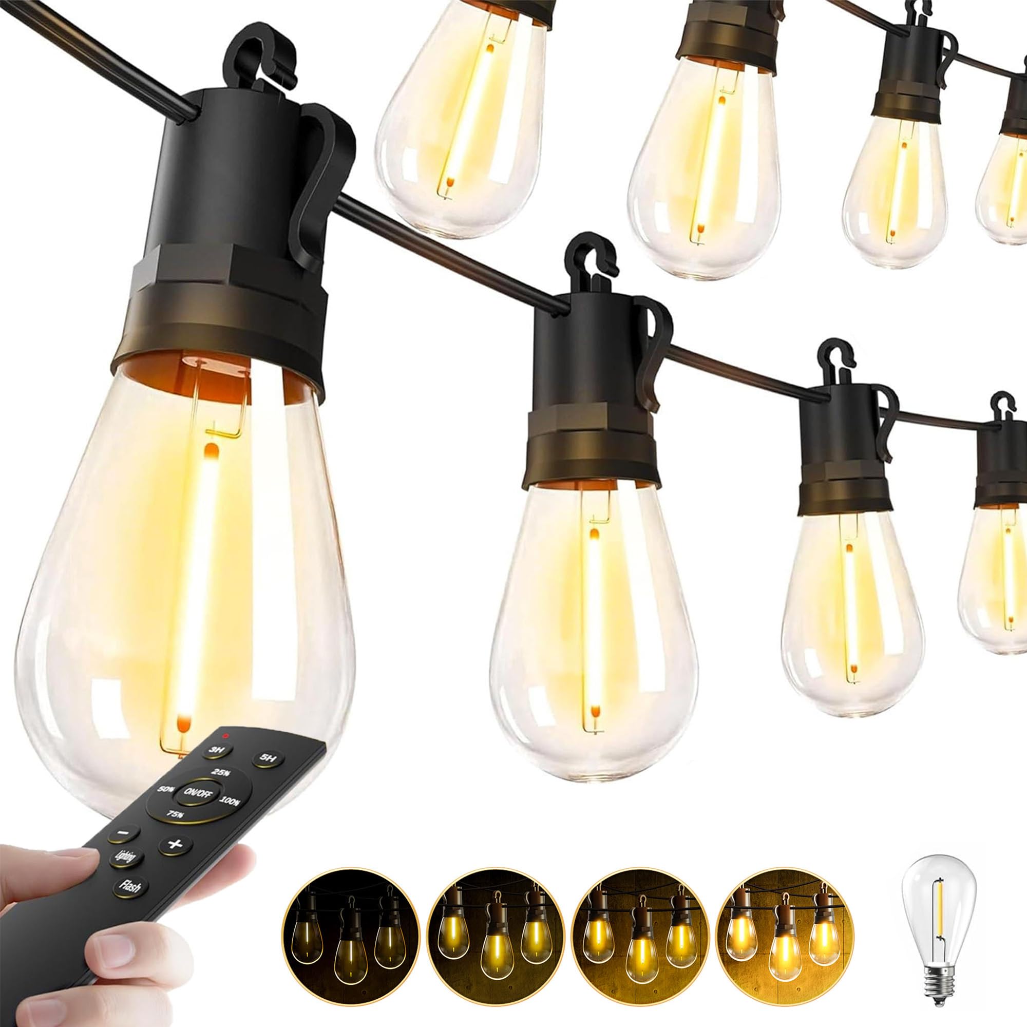 Outdoor String Lights Patio LED - 15M 50FT Outside Waterproof Dimmable