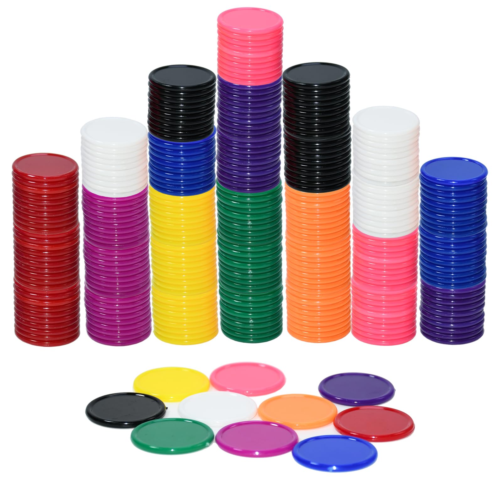Smartdealspro 300pcs 1 Inch 10 Colors Opaque Plastic Learning Counters Counting Mini Poker Chips Game Tokens (With Edge)