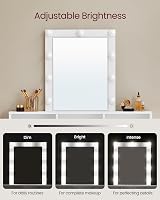 VASAGLE KAILYN Dressing Table with Mirror LED Light 2 Drawers White view 3