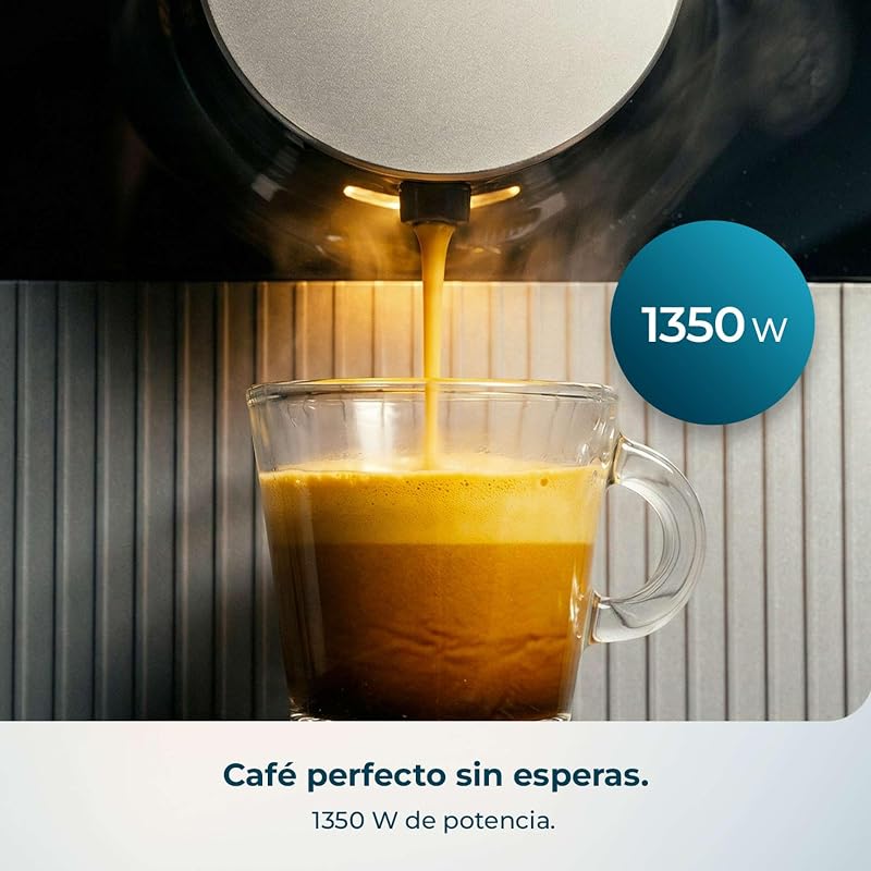 Cremmaet Cube Máquina de café super automática compacta. 1350W, Sistema de prensagem de 10g, Sistema de pré-infusão, 19 barras, Sistema de termobloco, 5 níveis de moagem, Painel de controle de toque