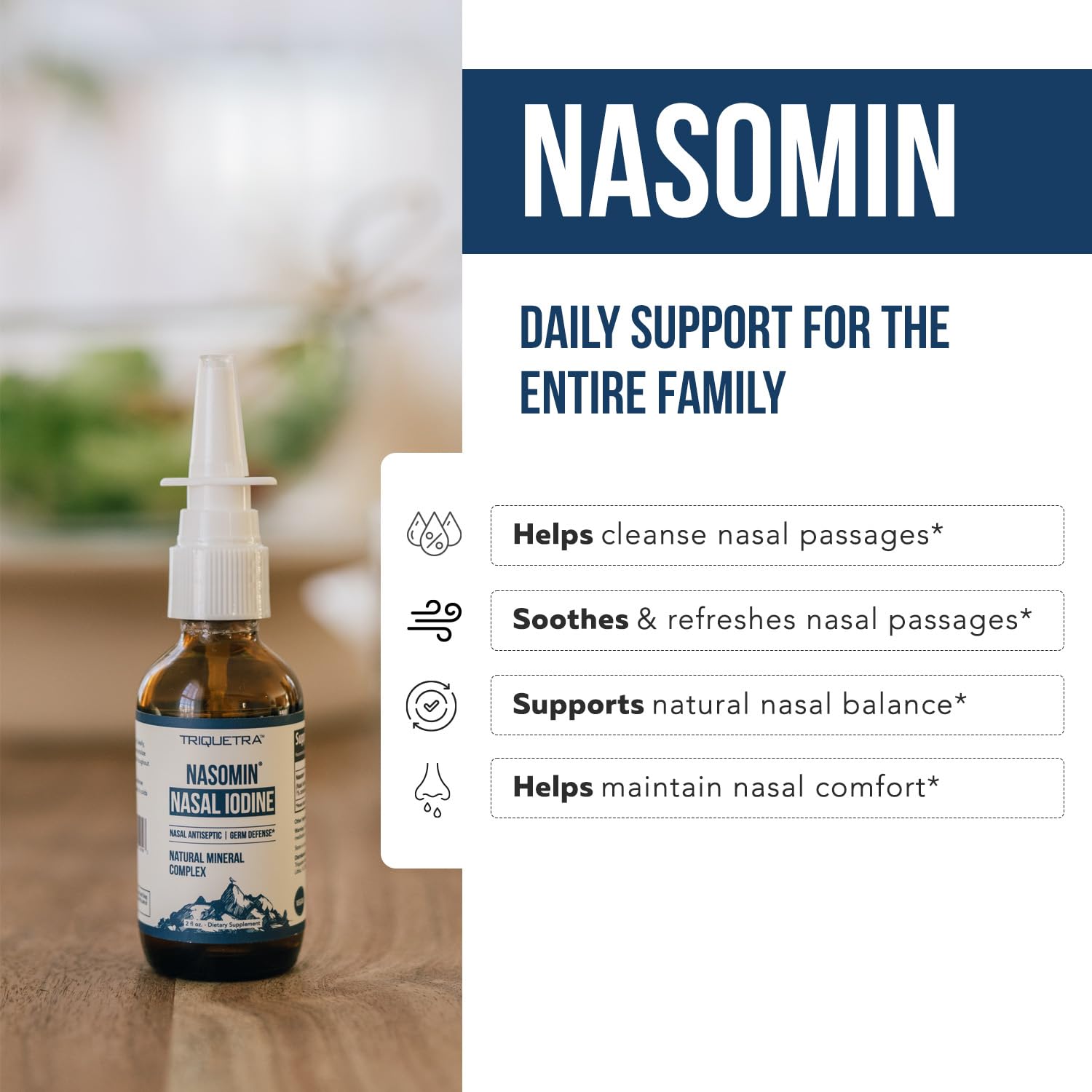 Nasomin® Iodine Nasal Spray – Cleanses & Refreshes Your Nasal Passages – Iodine & Fulvic Acid Blend – 150+ Uses Per Bottle – 100% Natural Mineral Formula – (2 oz. Bottle + Nasal Sprayer)