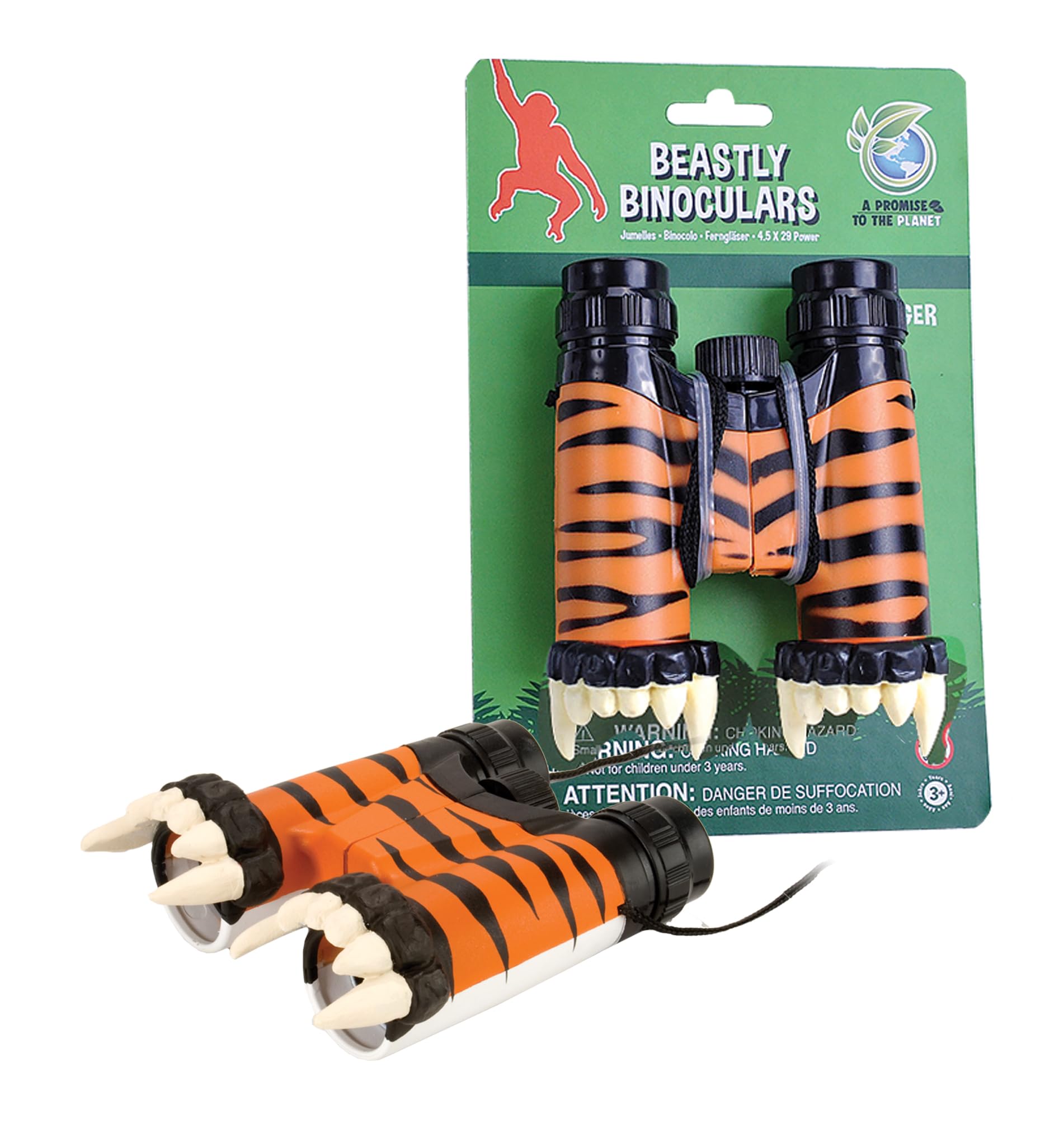 Wild Republic Europe 14 cm Beastly Tiger Binoculars Toy, Orange