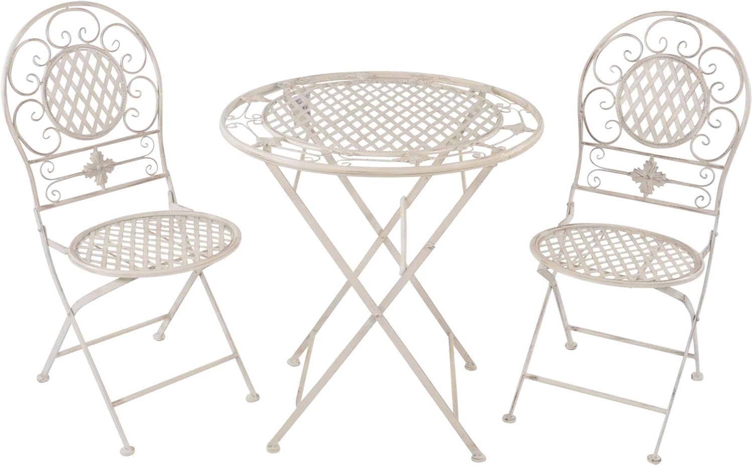 Bistroset tuin 3delig shabby chic metaal wit inklapbaar Amazon.nl
