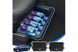 GEEDAR 2 Pack Tesla Model Y Under Seat Storage Box Organizer, Upgraded ABS + TPE Double Layer Hidden Storage Box, Washable Underseat Storage Organizer fit Tesla Model Y Accessories 2021-2024