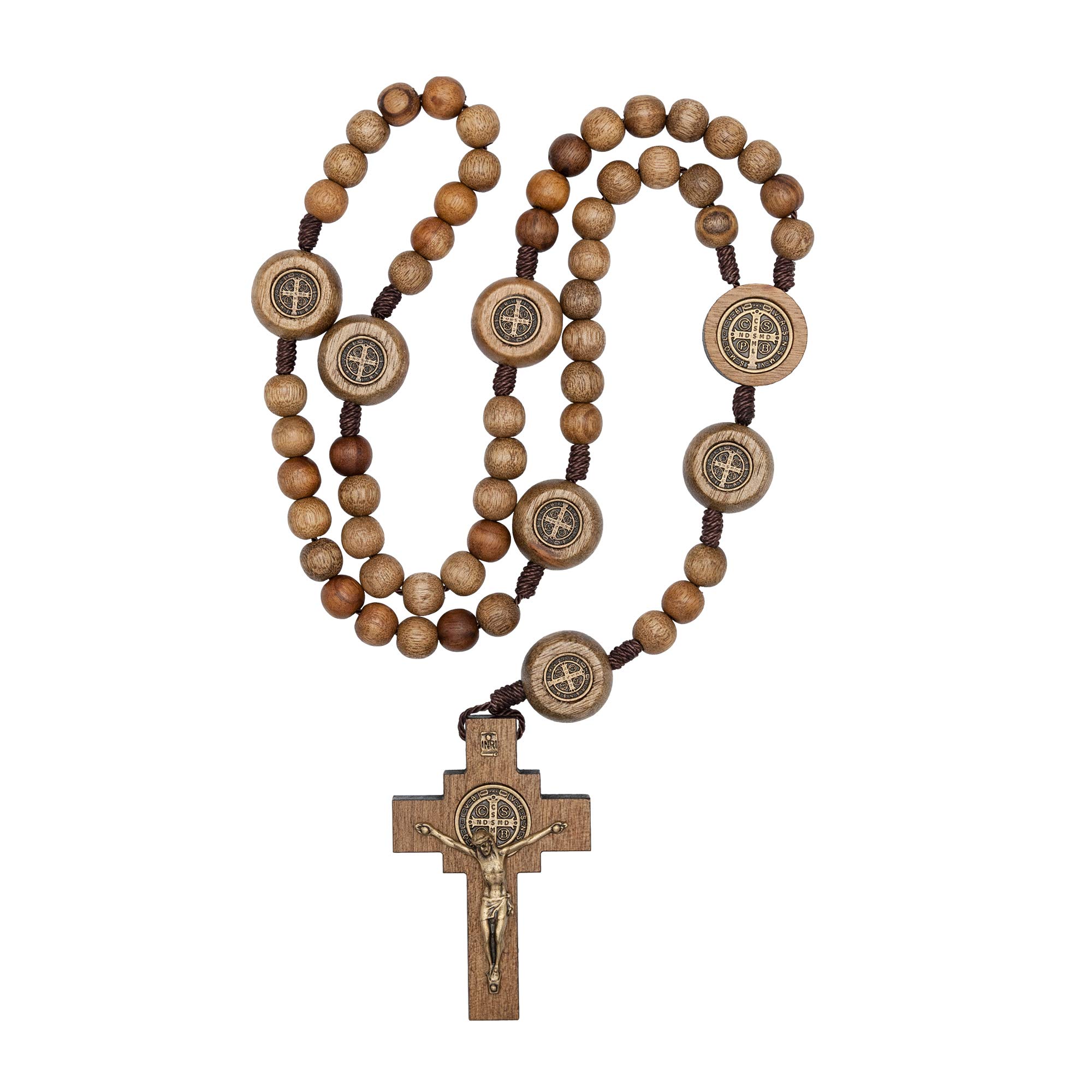 Intercession Mens St Bennedict Large Rosary, 4 Inches, Wood, No Gemstone