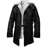 SpazeUp Mens Winter Faux Shearling Sheepskin Leather Trench Coat - Militry Bne Costume Tactical Vest Coat Pant