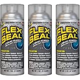 Flex Seal Spray Rubber Sealant Coating, Waterproof, Clear, 2 oz, 3-Pack | Stops leaks fast, seals out water, air, moisture, prevents rust, paintable, flexible, gutters, roof repair, RV, wood, metal