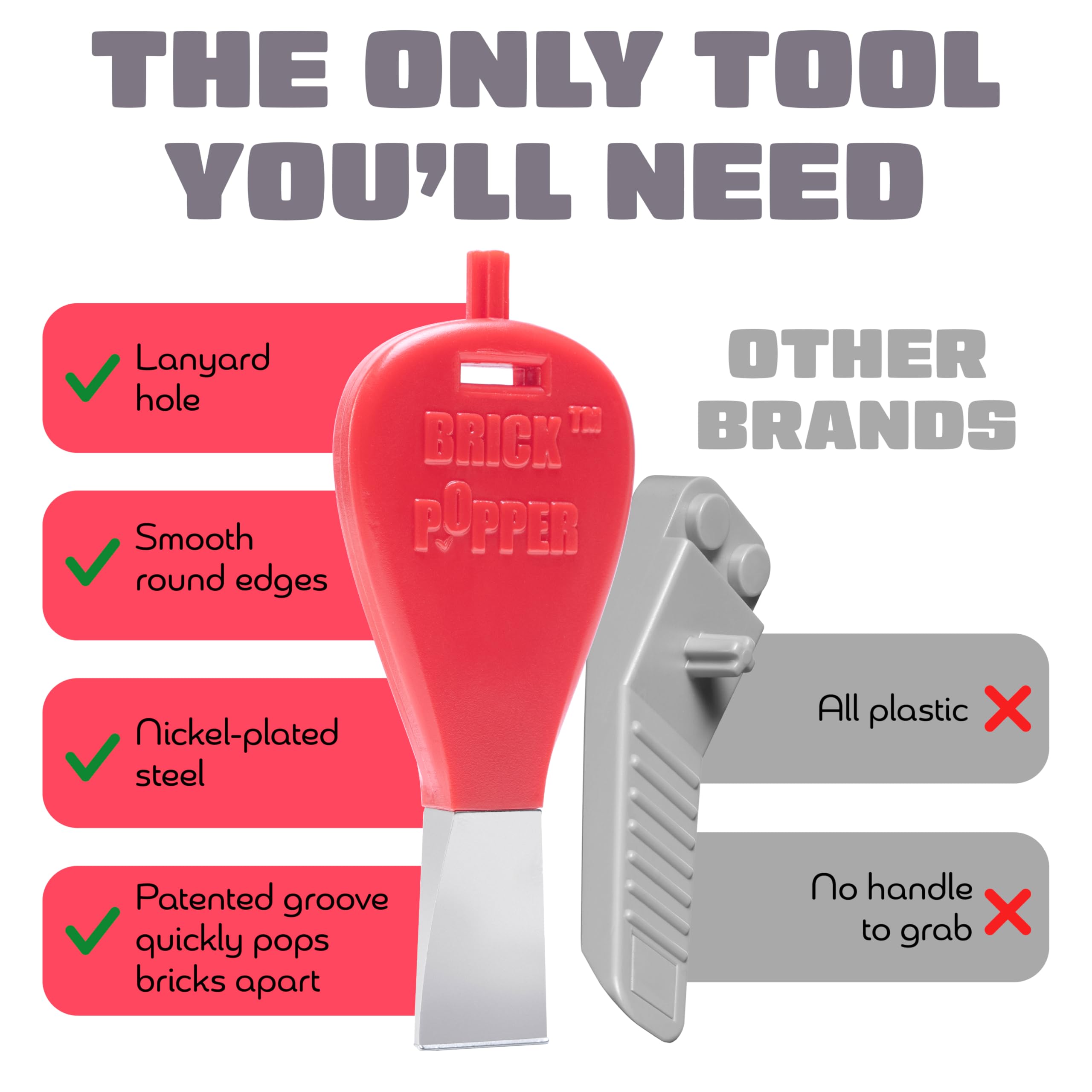 Brick Popper - World's Fastest Separator Tool - Efficient Remover for Kids and Adults - Perfect for Ages 6 and Up - Essential Tool (Red)