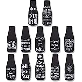 BLUE PANDA Neoprene Beer Cozy Sleeve - 12 oz, Black & White, Pack of 12 - Insulated Beer Bottle Cooler & Soda Can Covers - Machine Washable Water Bottle Sleeve - Cruise Gifts & Party Favors