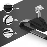 KEPLIN 20-Pack Non Slip Hangers with 360 Swivel Tie Organizer Slimline Black view 4