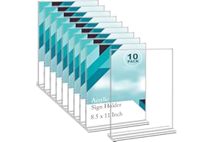 EHWINE Acrylic Sign Holder 8.5 x 11, 10 Pack Double-Sided Stand up Table Top Sign Holders, Clear Acrylic Picture Frame Menu F