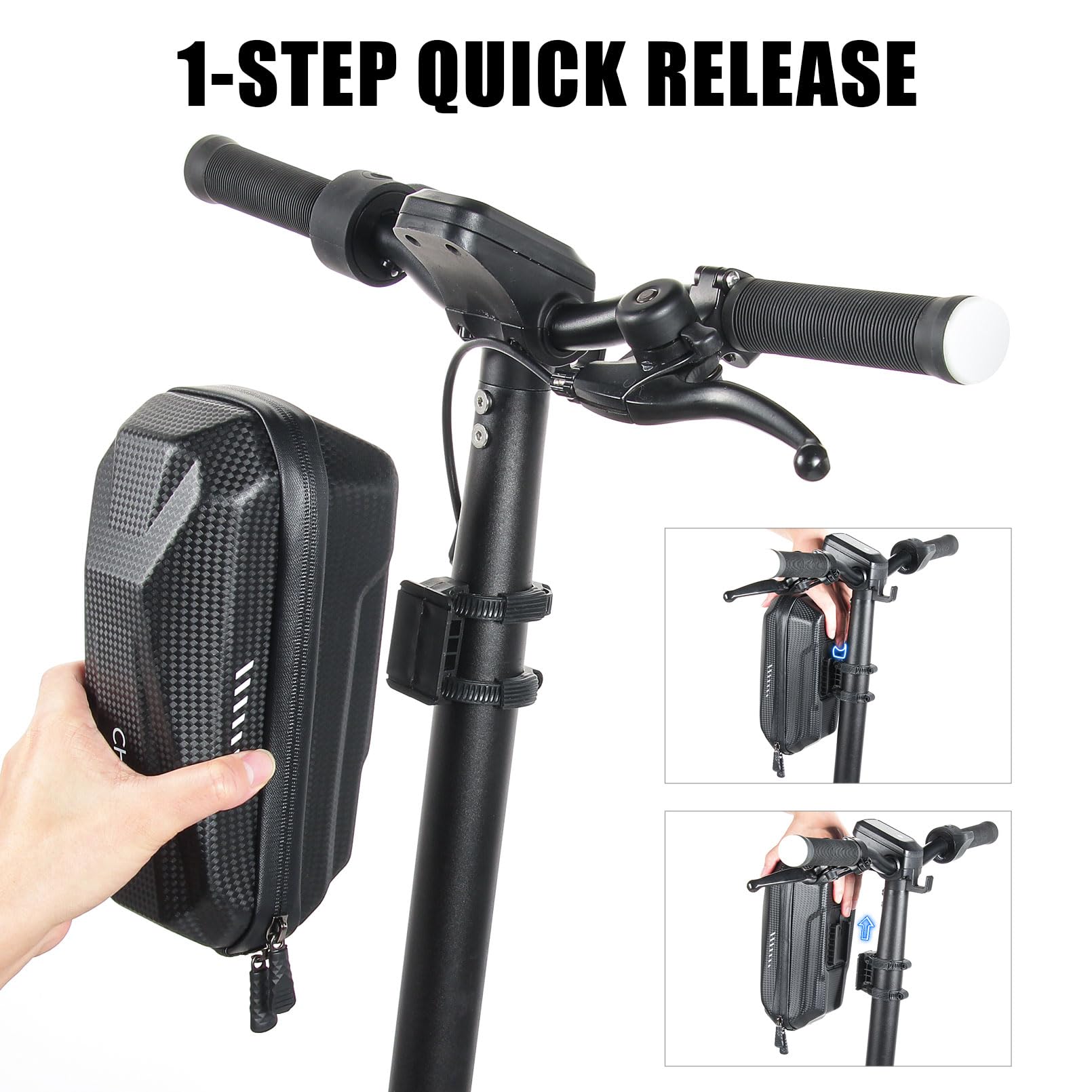 Portable Electric Scooter Bag, Quick Release Scooter Storage Bag with 2L/3L Large Capacity, Waterproof Scooter Front Handlebar Bag for Carrying Phone, Wallet, Charger Tools, Repair Tools