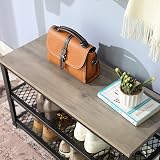 VASAGLE Shoe Bench 2 Shelves Entryway Organiser 30x73x45 cm Oak Beige White view 5