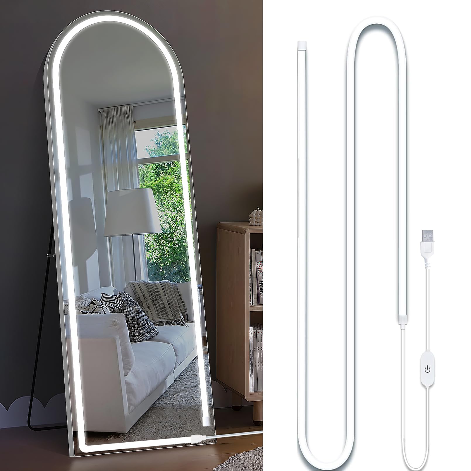 Photo 1 of ZSLAIFU LED Vanity Lights for Mirror, Hollywood Style Makeup Lighting, 10FT White Strip Lights for Mirror, Dimmable Makeup Vanity Light Strip for Bathroom, Dressing Table and DIY Lighting