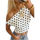 GORGLITTER Women's Polka Dots Off Shoulder Top Sleeveless Shirts Y2K Crop Tank Going Out Tops