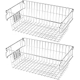 Orgneas Stackable Chest Freezer Baskets Organizer Bins, Metal Wire Baskets Pantry Organizer Produce Baskets with Tag Slot for Snacks Vegetables and Fruits