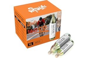 Soyishi 20 x 16g Threaded CO2 Cartridges for Bike Tires CO2 Cartridges Refills for CO2 Pump CO2 Inflator for Mountain Bikes and Road
