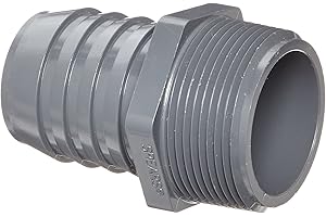 SPEARS MANUFACTURING Spears 1436 Series PVC Tube Fitting, Adapter, Schedule 40, Gray, 1-1/2" Barbed x NPT Male (Pack of 5) (1-1/2")